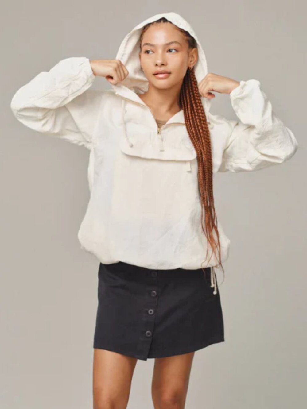 Jungmaven Shoreline Anorak Jacket in Washed White